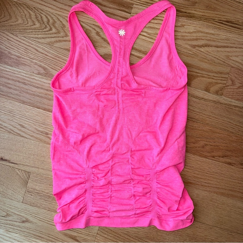 Athleta Fastest Track Tank Top, Neon Pink Ruched Racerback - Size S - Picture 4 of 6